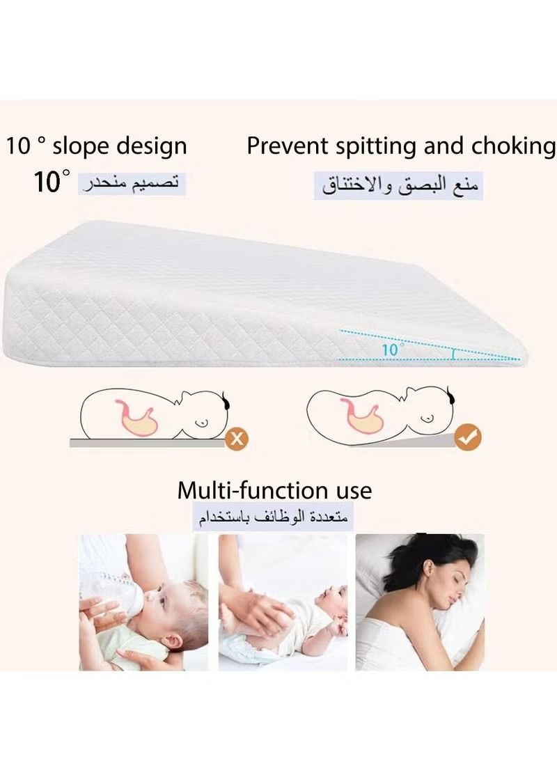 Baby Wedge Pillow ,Soft Round Crib Wedge Pillow With Washable Cover,Feeding Pillows for Reflux Baby Sleep