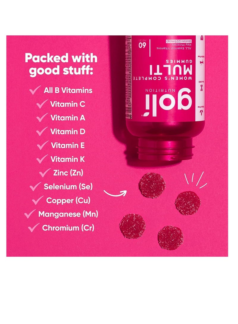 Women’s Multivitamin Gummies - 60 Count - All 13 Essential Vitamins, and Key Minerals - Kosher, Gluten-Free, Vegan, and Non-GMO.