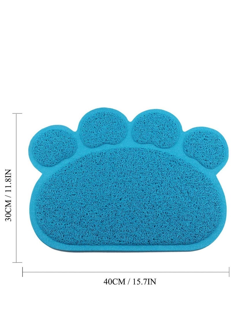 1 Pcs Cat Food Mat Waterproof Dog Bowl Mat, PVC Pet Feeding Small Water Anti-slip Placemat Paw Shape for Use