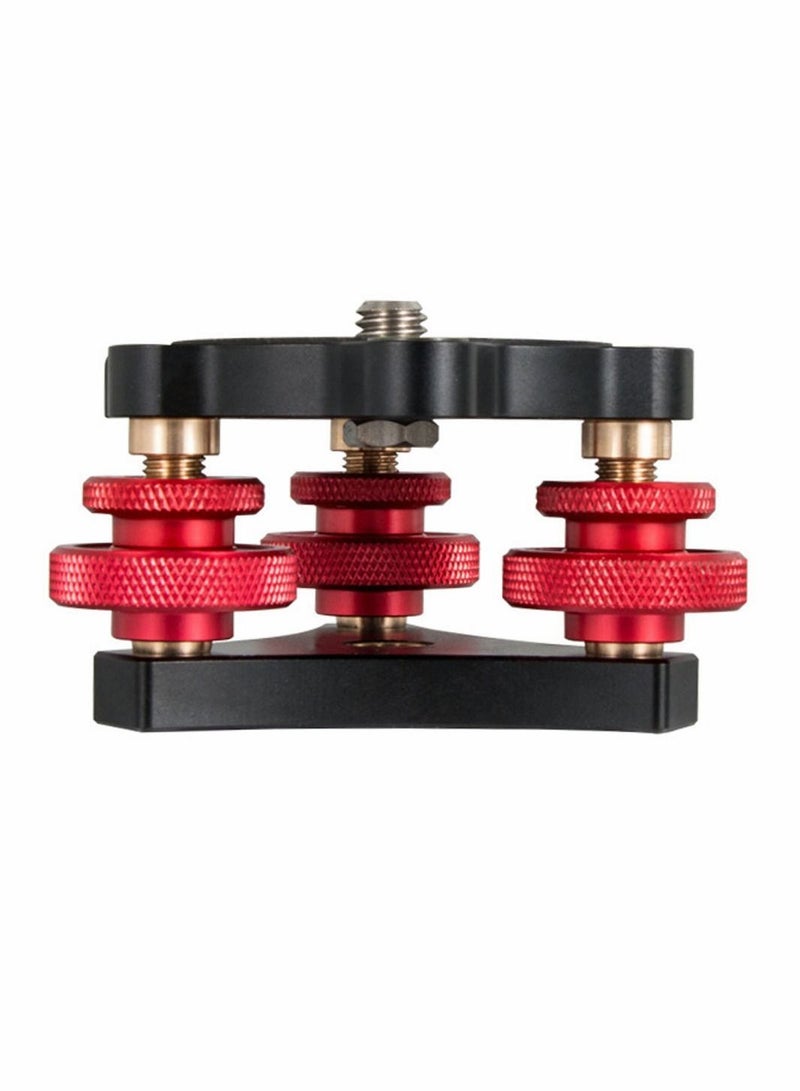 Photography Leveling Base Camera Tripod Leveler Tri-Wheel Adjusting Plate with Bubble Level 3/8in Screw 3 Dials +/-5 Degree Precision Adjustment Aluminum Alloy Construction