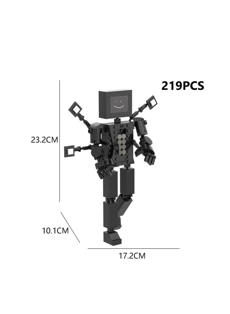 Skibidi Toilet Man Toy Building Blocks Set 219PCS Smiling TV Man Toy Ideas Toys Battle Horror Game Model Ideas Toys Gifts for Adult & Kids