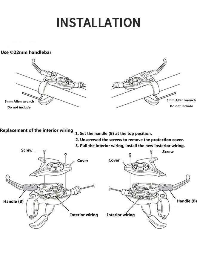 3x7 Speed Shifter Brake Lever Combo, 21 Speed Shifter and Brake Cable, Shifter Combo for Mountain Bike, Road Bike, MTB, BMX, Fixie Gear, Bicycle Accessories