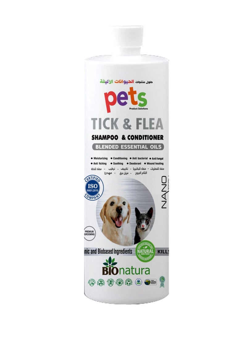 Bionatura Pets tick & flea - 1ltr ; Biodegradable , Natural & Non toxic