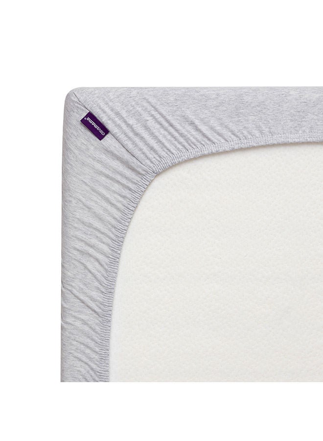 2 Piece Jersey Cotton Fitted Sheets One Size Cot And Cot Bed 70x140x17Cm  Melange Grey