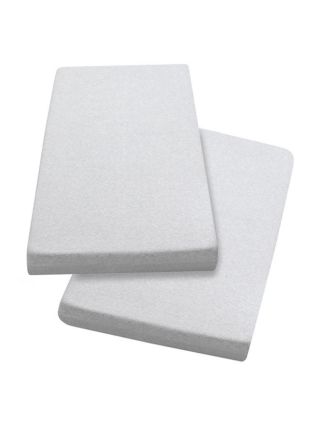 2 Piece Jersey Cotton Fitted Sheets One Size Cot And Cot Bed 70x140x17Cm  Melange Grey