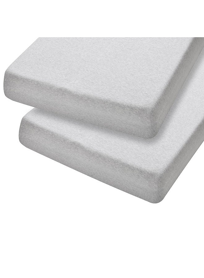 2 Piece Jersey Cotton Fitted Sheets One Size Cot And Cot Bed 70x140x17Cm  Melange Grey