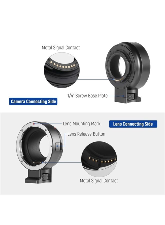 NEEWER EF to EOS M Mount Adapter, EF/EF-S Lens to EOS M Camera Autofocus Converter Ring with Removable Tripod Mount, Compatible with Canon EOS M M2 M3 M5 M6 M6 Mark II M10 M50 M50 Mark II M100 M200