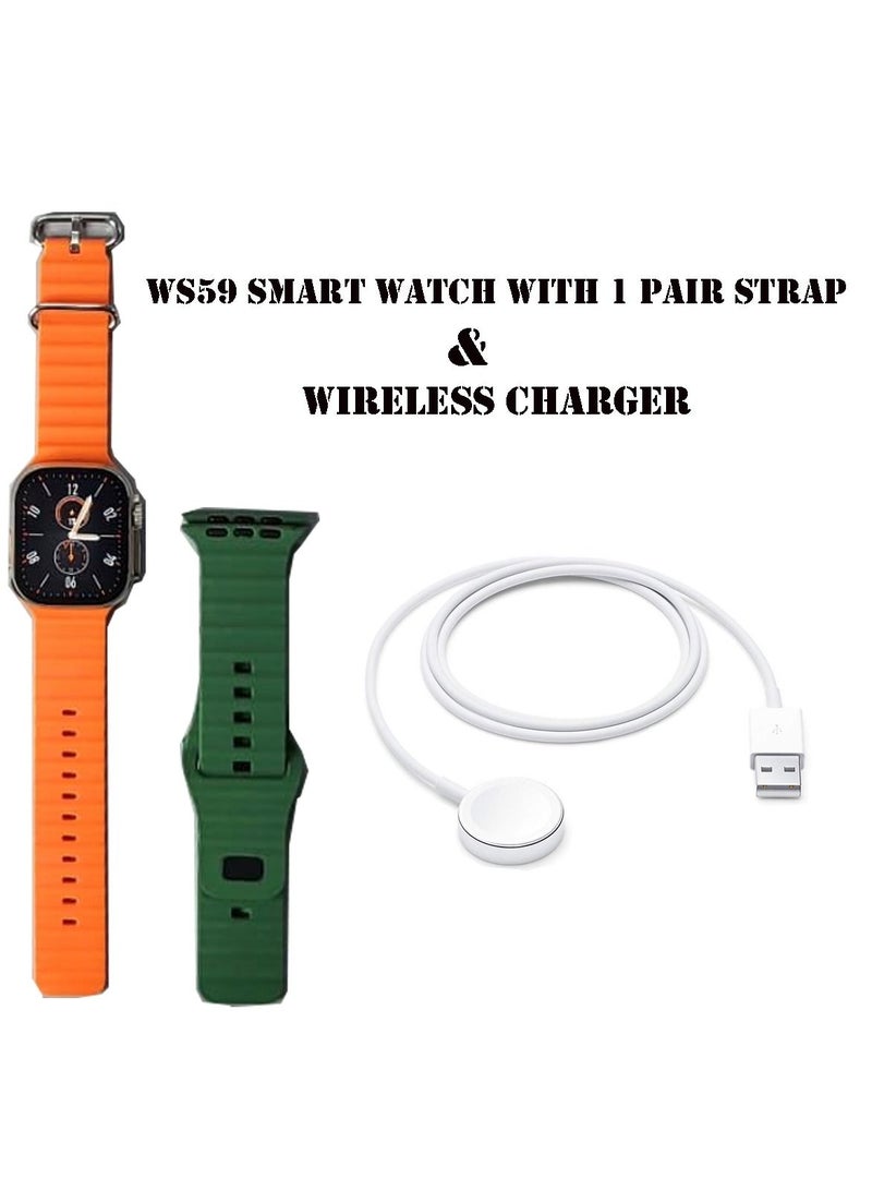 Fend WS 59 Ultra Smart Watch 2.0 Inch Full HD Display with Dual Strap and Wireless Charger For Mens and Women's