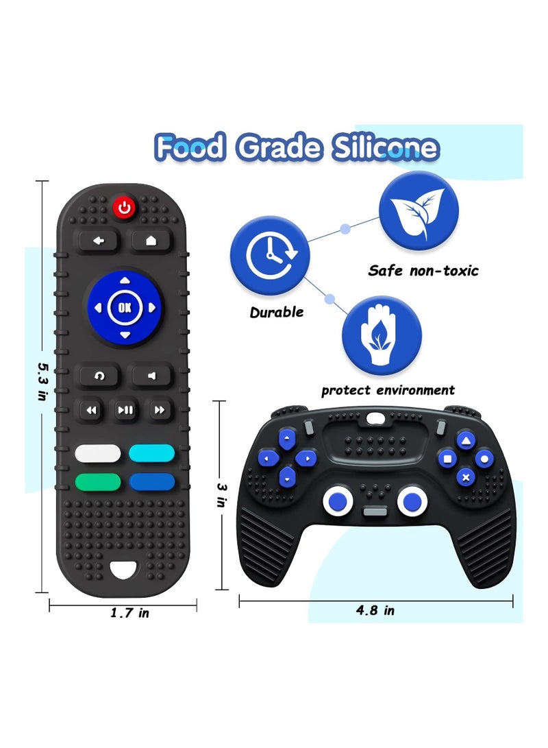 2 Pack Silicone Baby Teething Chew Toys Remote Control and Game Controller for Babies from 3 Months Boys Girls Relief Stress Discomfort Pink baby shower gift