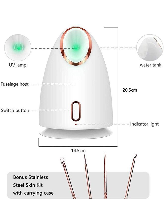 Nano Face Steamer for Facial 3in1 Essential Oil Diffuse Deep Cleaning Skin Tightening With 150ml Water Tank Blackhead Remover Kit &Hair Band.