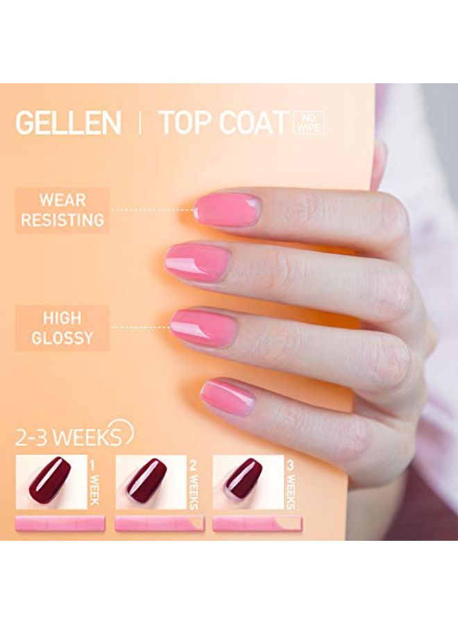 Base Coat Top Coat, For Gel Nails Polish Uv Led Soak Off No Wipe Glossy Top Coat Long Lasting Home Gel Manicure Kit - 0.33 Fl Oz2