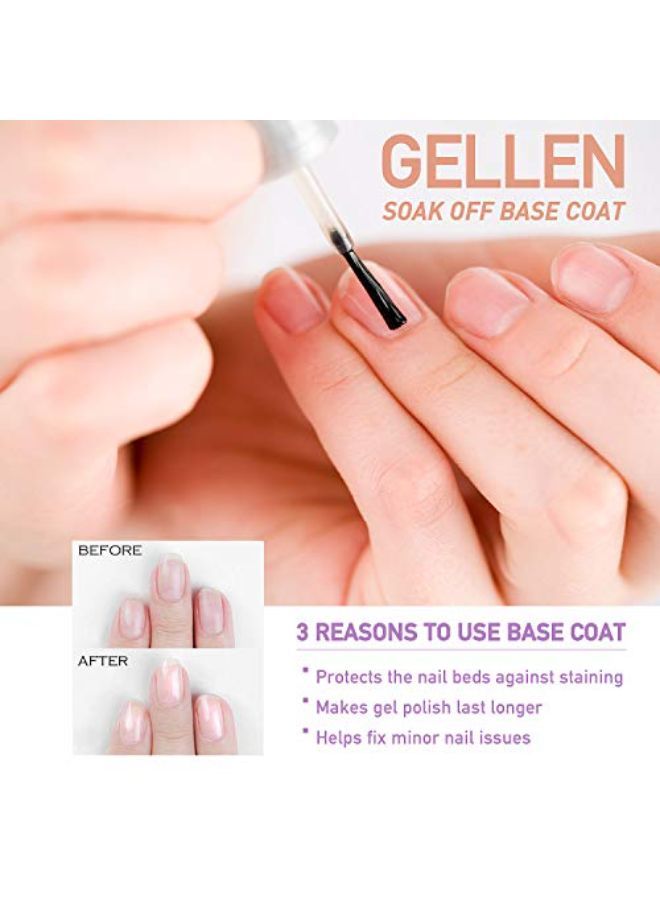 Base Coat Top Coat, For Gel Nails Polish Uv Led Soak Off No Wipe Glossy Top Coat Long Lasting Home Gel Manicure Kit - 0.33 Fl Oz2