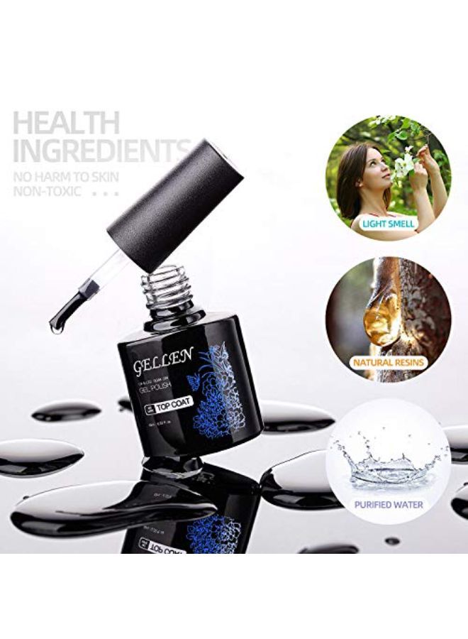 Base Coat Top Coat, For Gel Nails Polish Uv Led Soak Off No Wipe Glossy Top Coat Long Lasting Home Gel Manicure Kit - 0.33 Fl Oz2