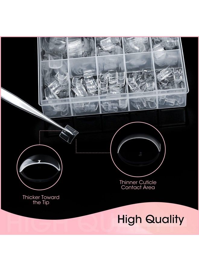 500Pcs Short Nail Tips For Acrylic Nails Clear False Nail Tips Short Artificial Tips For Manicure With Box