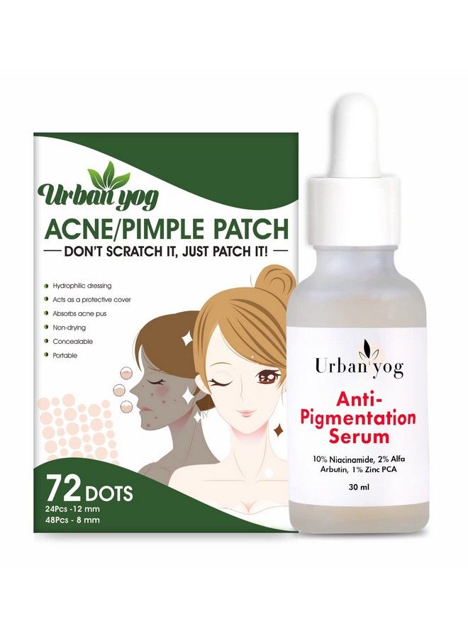 Face Care Combo Kit Antipigmentation Serum (30 Ml) And Acne Pimple Patch (72 Dots) For And Clear Skin With 100% Hydrocolloid 10% Niacinamide; For Acne And Dark Spots; For All Skin Types