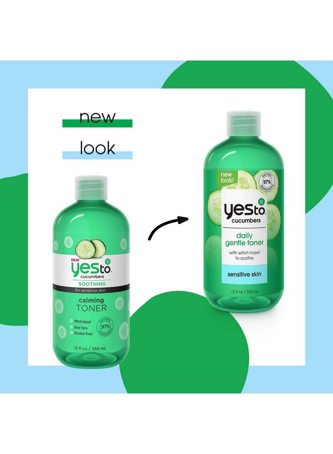 Cucumbers Soothing + Calming Toner 12 Fl Oz Sensitive Skin Balance Tone Hydrate Nourish & Calm Skin Witch Hazel + Aloe Vera Vegan 97% Natural