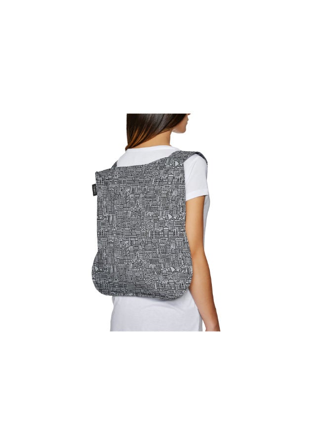 Hello World Bag | Multi-functional Bag, Turns into BackPack, Spacious, Fashionable, Foldable into Pouch, Washable, Eco-Friendly, Holds up to 15kg, for Daily Use, Shopping Bag - Grey/Black