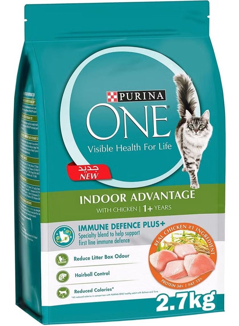 One Indoor Advantage Cat Food with Chicken Flavor For 1+ Years 2.7 Kg