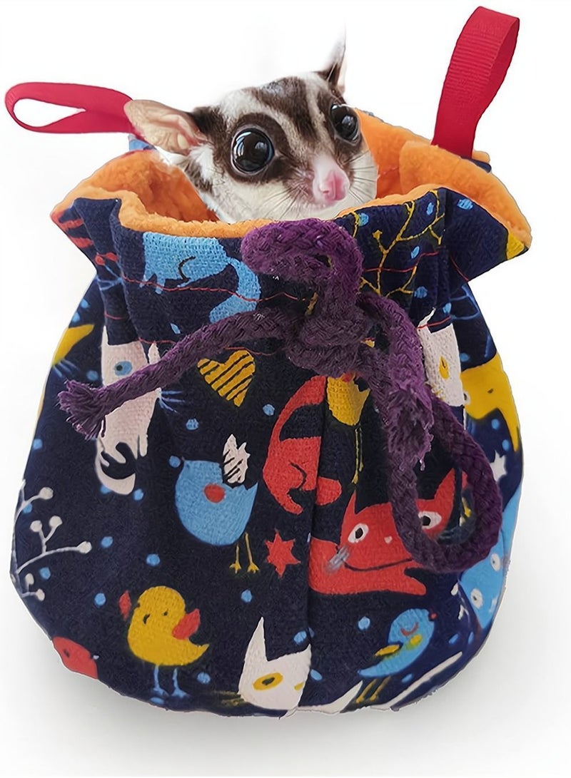 Pet Hanging Sleeping Pouch for Sugar Glider Bed House with Drawstring Design Small Animals Hammock Cage Accessories Warm Sleep Bag Squirrel Hamster Birds Parrot