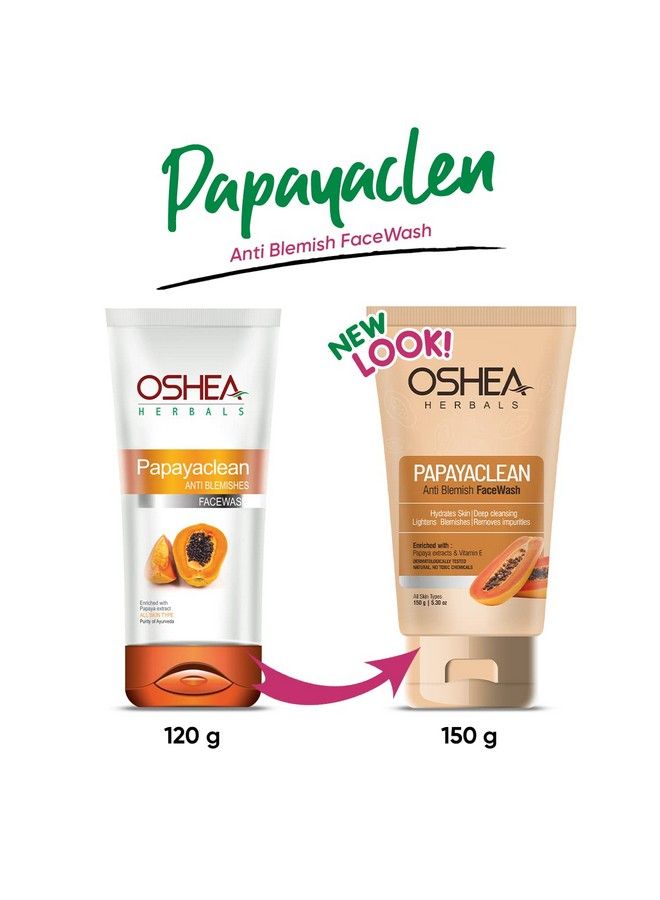 Herbals Papayaclean Anti Blemishes Face Wash I Hydrates Skin I Deep Cleansing I Lightens Blemish I Removes Impurities I Enriched With Papaya Extracts & Vitamin E Pack Of 2 (150G Each)