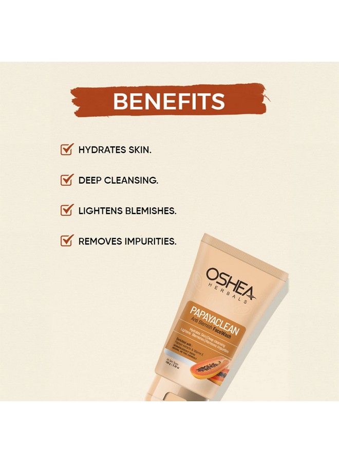 Herbals Papayaclean Anti Blemishes Face Wash I Hydrates Skin I Deep Cleansing I Lightens Blemish I Removes Impurities I Enriched With Papaya Extracts & Vitamin E Pack Of 2 (150G Each)