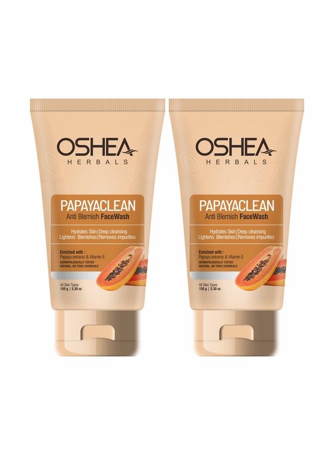 Herbals Papayaclean Anti Blemishes Face Wash I Hydrates Skin I Deep Cleansing I Lightens Blemish I Removes Impurities I Enriched With Papaya Extracts & Vitamin E Pack Of 2 (150G Each)