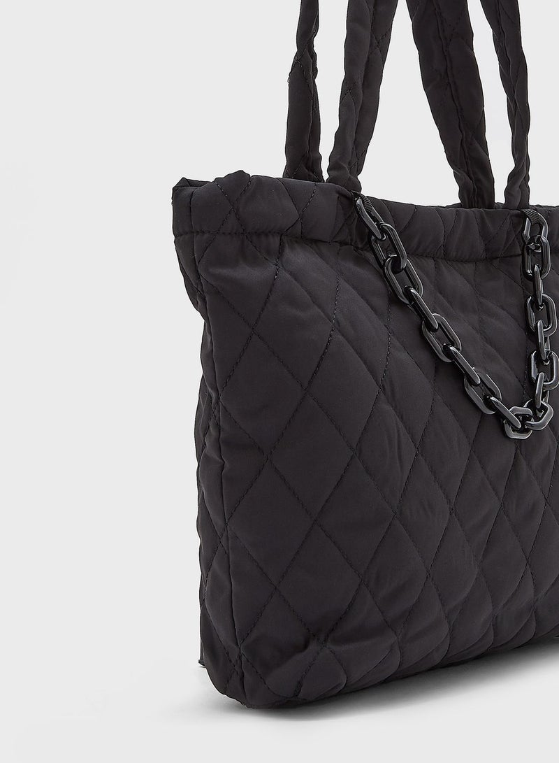 Quilted Nylon Tote Bag