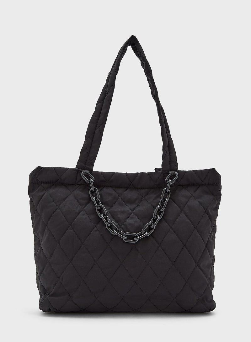 Quilted Nylon Tote Bag