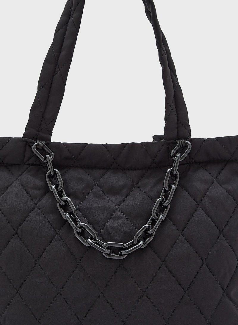 Quilted Nylon Tote Bag