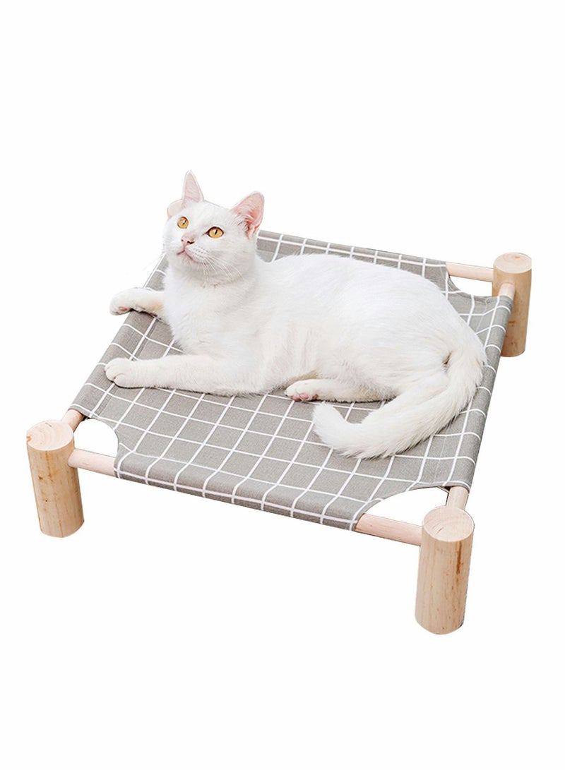 Cat Hammock Bed Wooden Elevated Cooling Removable Washable Breathable Pet Sleeping