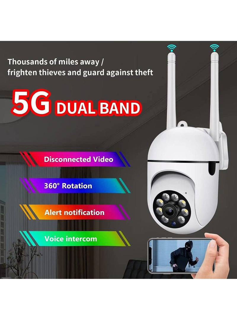 Security Cameras, Outdoor 2.4GHz & 5GHz WiFi Cameras for Home Security, 1080P Dome 360° View Surveillance Cameras, 2-Way Audio, Baby Monitor with Motion Detection