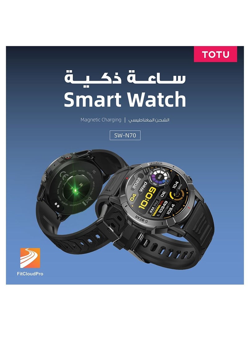 Smart Watch 1.43-inch full touch screen with 400 mAh battery capacity BT Call Fitness Tracker IP68 Waterproof Black