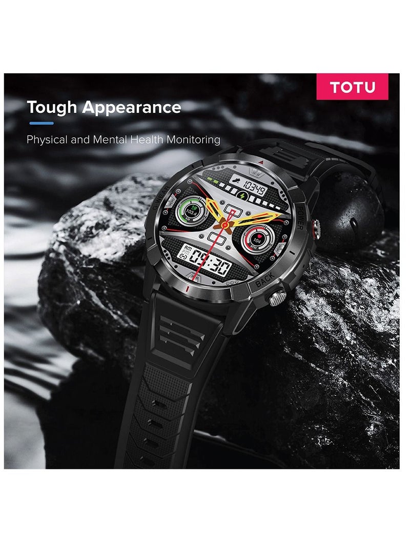 Smart Watch 1.43-inch full touch screen with 400 mAh battery capacity BT Call Fitness Tracker IP68 Waterproof Black