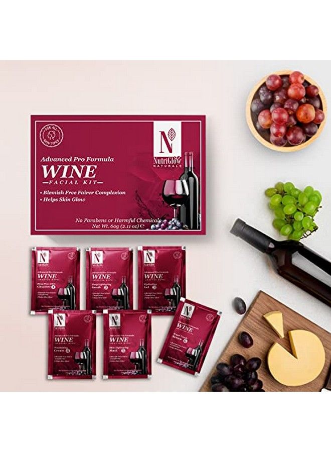 Natural'S Advanced Pro Formula Gold Kesar Facial Kit & Wine Facial Kit For Improves Skin Elasticity Relief From Sunburn Removes Acne & Blackheads 10Gmx6 Each Pack Of 4