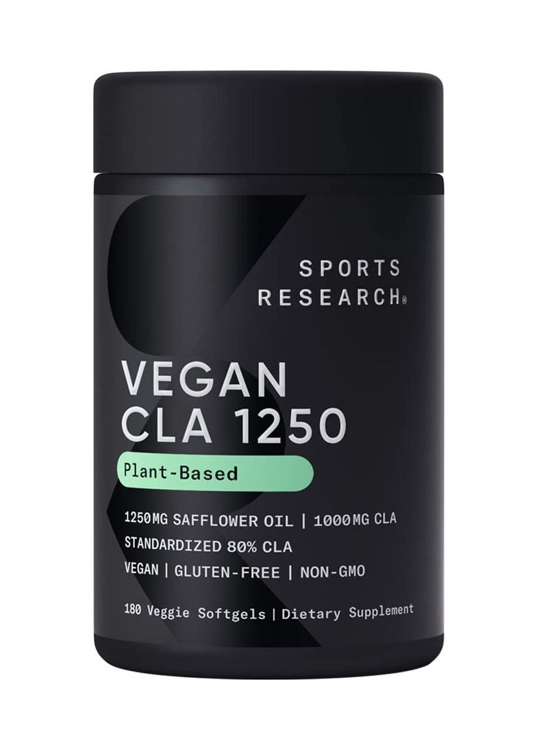 Sports Research Plant-Based CLA 1250mg for Men & Women 180 Veggie Softgel Capsules