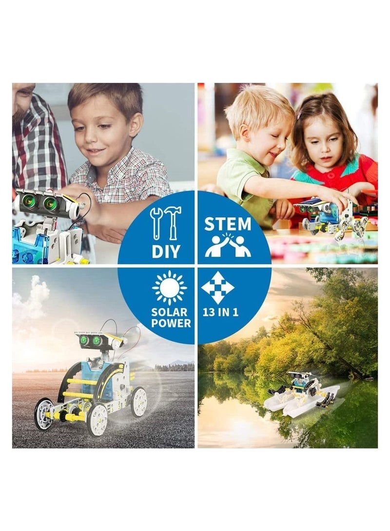 Robot Toys, Solar Toys,13-in-1 Education Toys -190 Pieces DIY Building Science Experiment Kit for Kids, Robotics Creative Puzzle Teens, Powered by The Sun