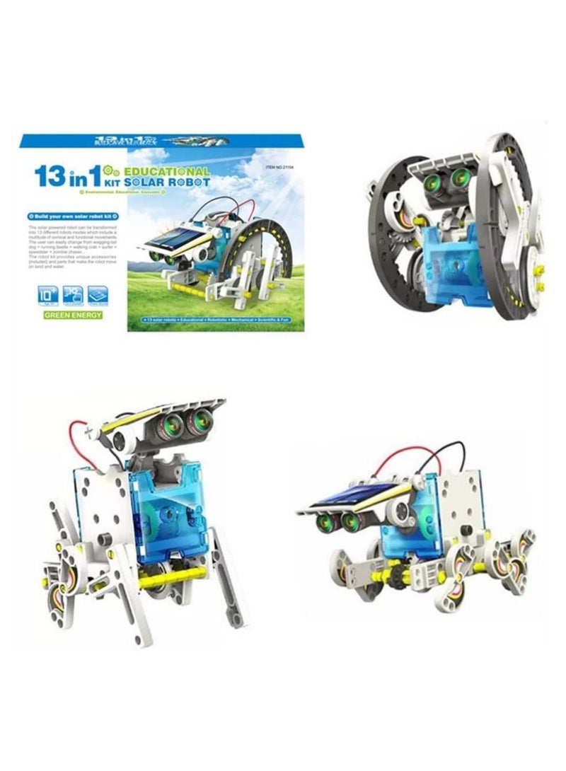 Robot Toys, Solar Toys,13-in-1 Education Toys -190 Pieces DIY Building Science Experiment Kit for Kids, Robotics Creative Puzzle Teens, Powered by The Sun