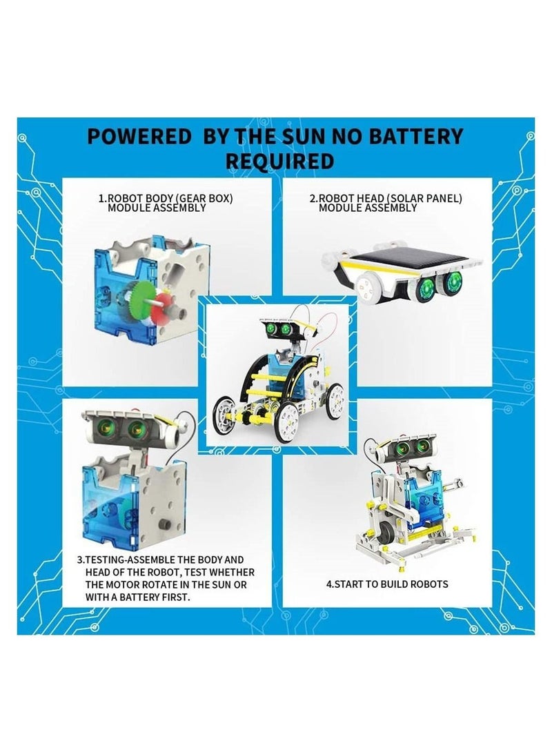 Robot Toys, Solar Toys,13-in-1 Education Toys -190 Pieces DIY Building Science Experiment Kit for Kids, Robotics Creative Puzzle Teens, Powered by The Sun