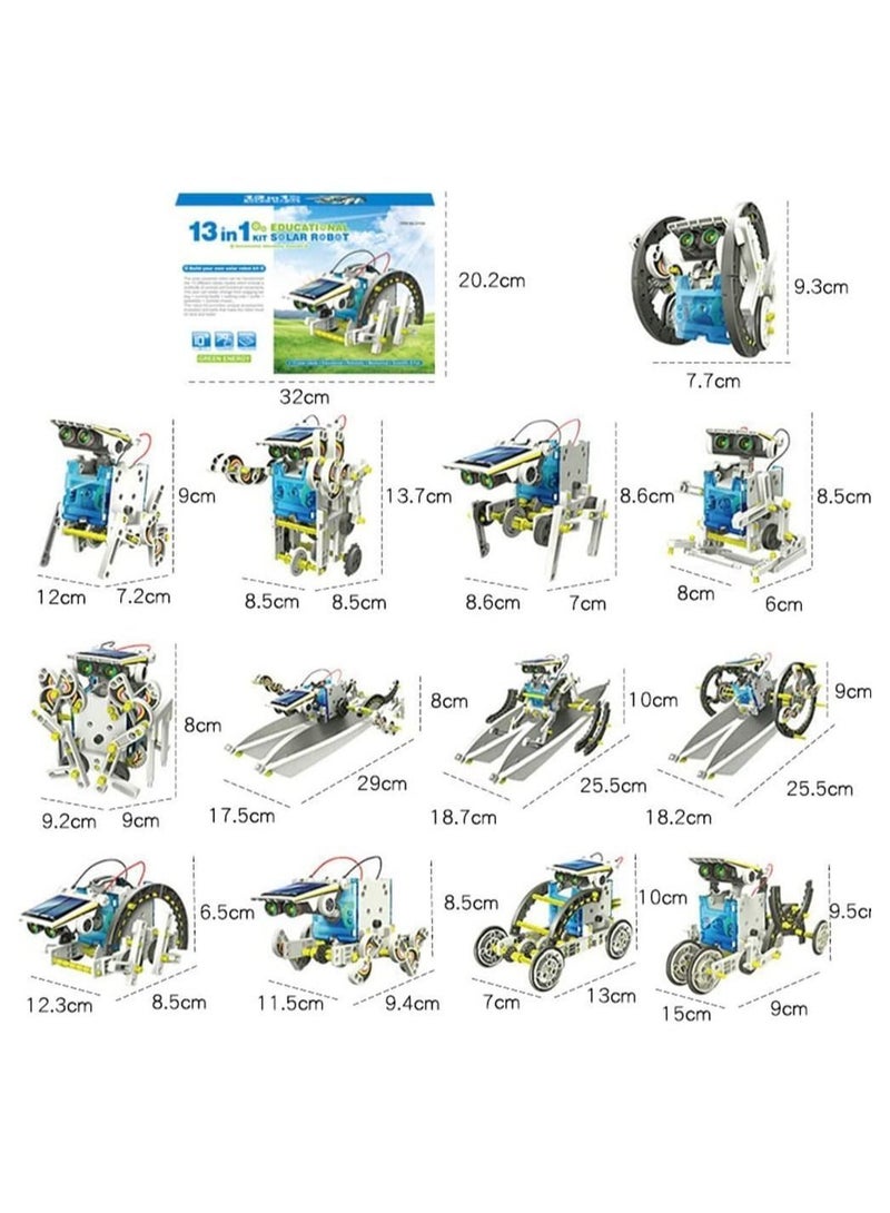 Robot Toys, Solar Toys,13-in-1 Education Toys -190 Pieces DIY Building Science Experiment Kit for Kids, Robotics Creative Puzzle Teens, Powered by The Sun