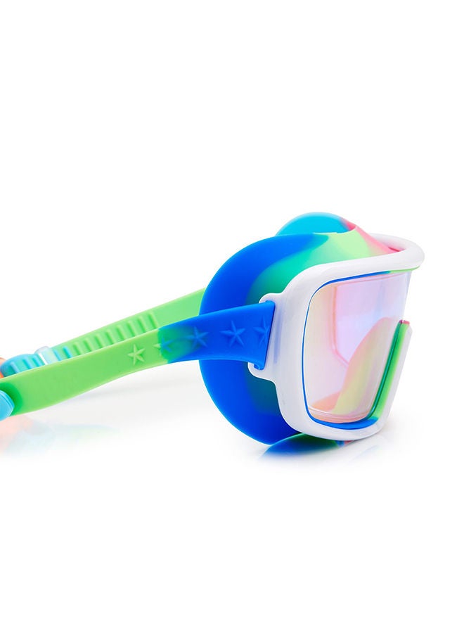 Gadget Green Prismatic Kids Swimming Goggles - Ages 5+ - Anti Fog, No Leak, Non Slip, UV Protection - Hard Travel Case - Lead and Latex Free