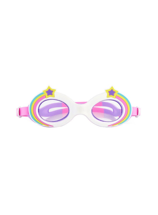 Aqua2ude Shooting Stars White Kids Swimming Goggles - Ages 3+ - Anti Fog, No Leak, Non Slip, UV Protection - Hard Travel Case - Lead and Latex Free