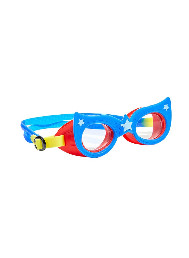 Aqua2ude Superhero Blue Kids Swimming Goggles - Ages 3+ - Anti Fog, No Leak, Non Slip, UV Protection - Hard Travel Case - Lead and Latex Free