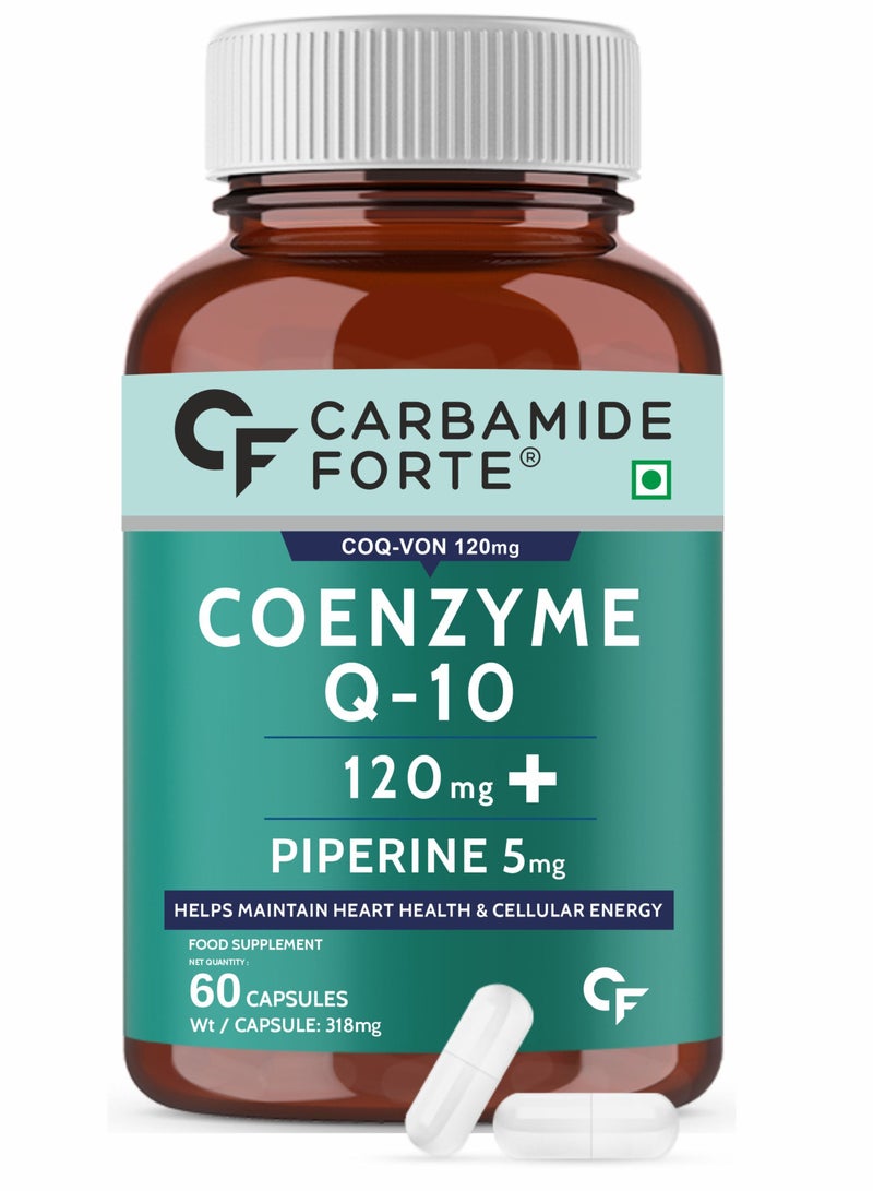 Coenzyme Q10, CoQ10 120mg With Piperine 5mg – 60 Capsules