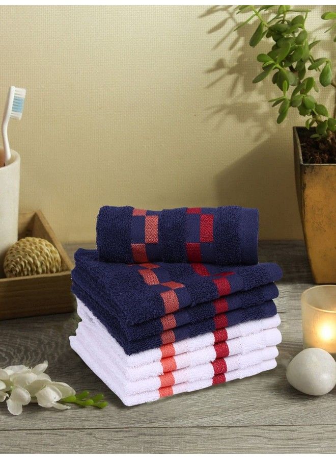 Super Soft Turkish Terry Towel 100% Mercerised Cotton 8Pc Face Towel (Sonoma) Large Super Absorbent Anti Bacterial Quick Dry Technology For Men Women Gym Kitchen Solidnavy White