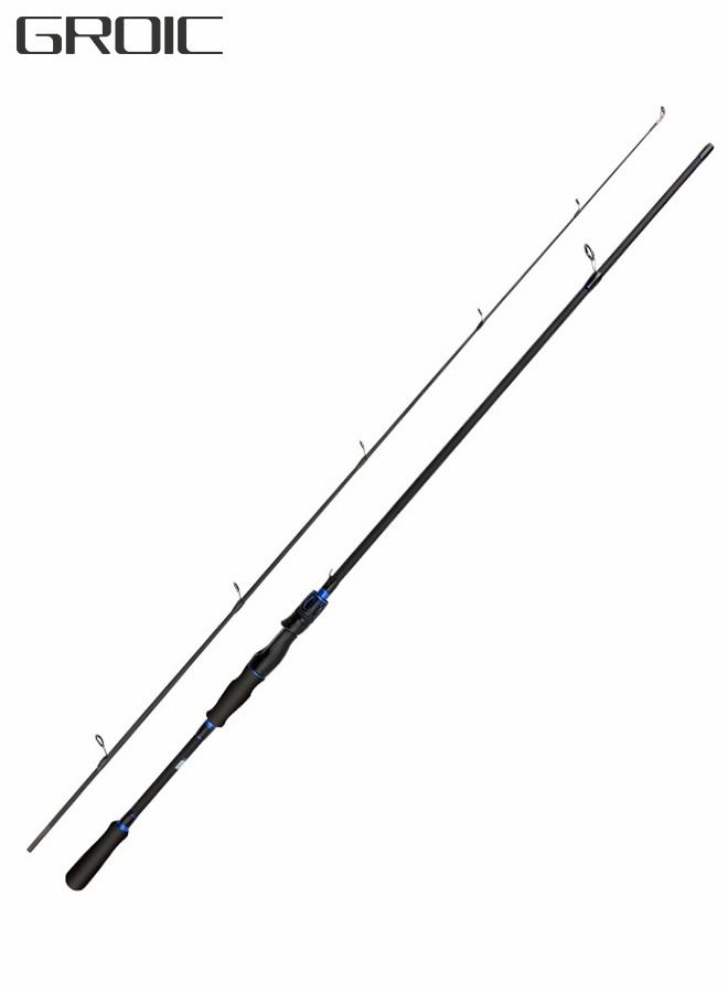 Traveller Baitcasting Fishing Rod Lightweight Carbon Spinning Straight Handle Angling Pole Portable 2.4m-Blue