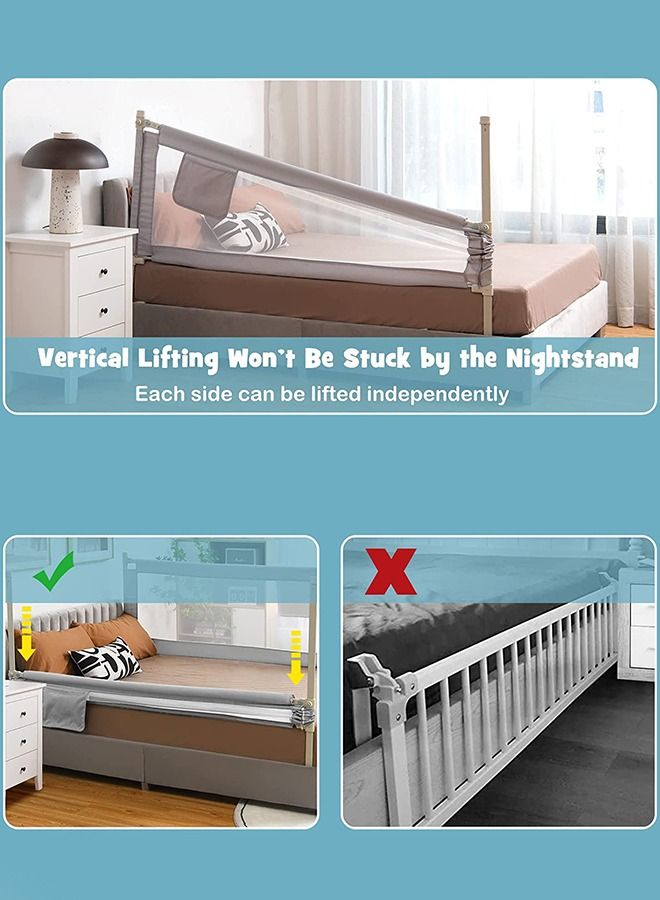 Baybee Bed Rail Guard Barrier for Baby Portable Safety Foldable Adjustable Height Falling Protector Fence Bedrail Single Side for Toddler 180 x 63cm Red