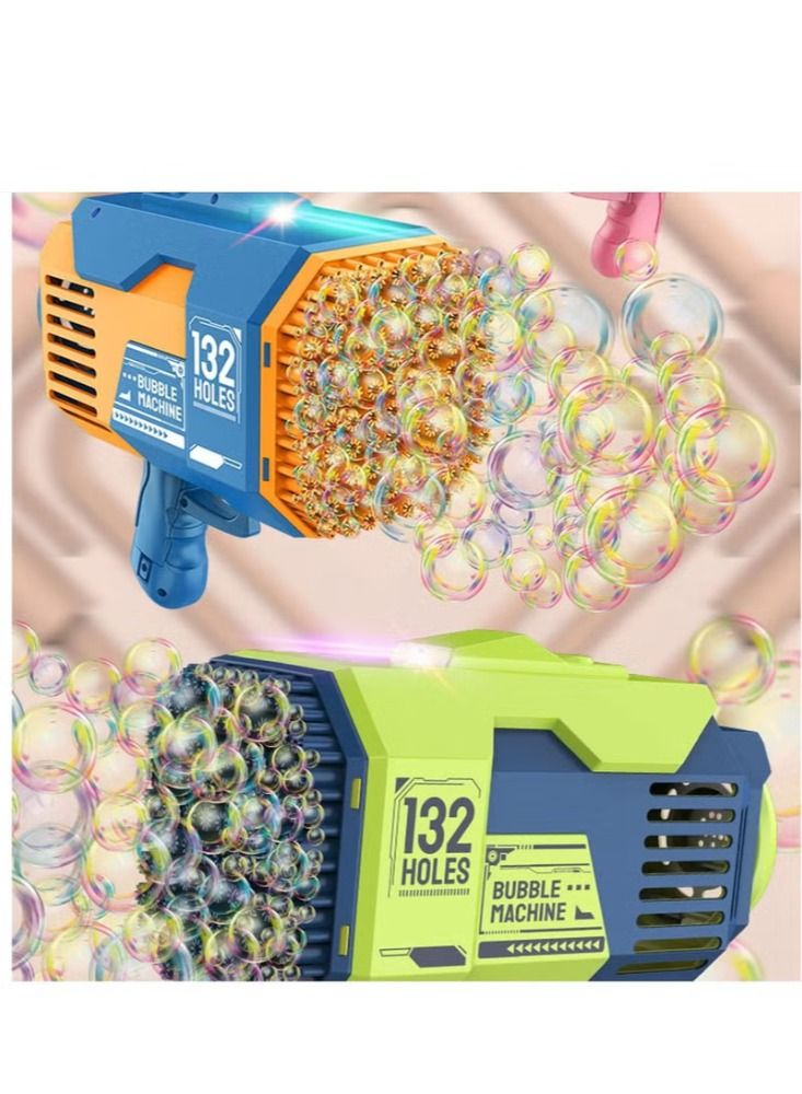 Automatic Bubble Gun 132 Holes with LED Lights Gatling Soap Bubble Gun for Young Adults for Outdoor Party