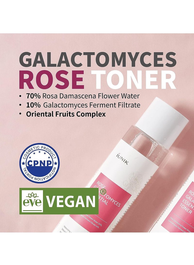 Rose Galactomyces Essential Alcohol-Free Vegan Face Toner 6.7 Fl Oz - Natural Rose Water 70% Hydrating Moisturizer with Organic Rosewater Moisturizing Pore Minimizing Deep Nourishing