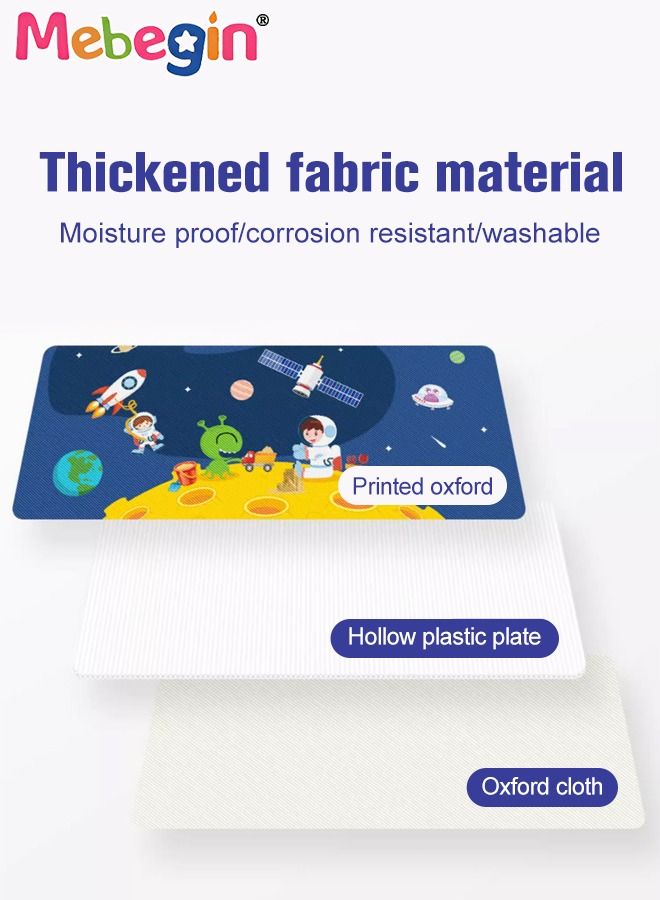 Kids Round Ball Pit, Foldable Pool Set with 11 Pieces Fishing Toy, Creeping Mat and 1 Storage Bag, Portable Pet Pool with Space-themed Patterns, Easy to Storage and Carry, Space for Kids and Pets to Play, 100*35cm