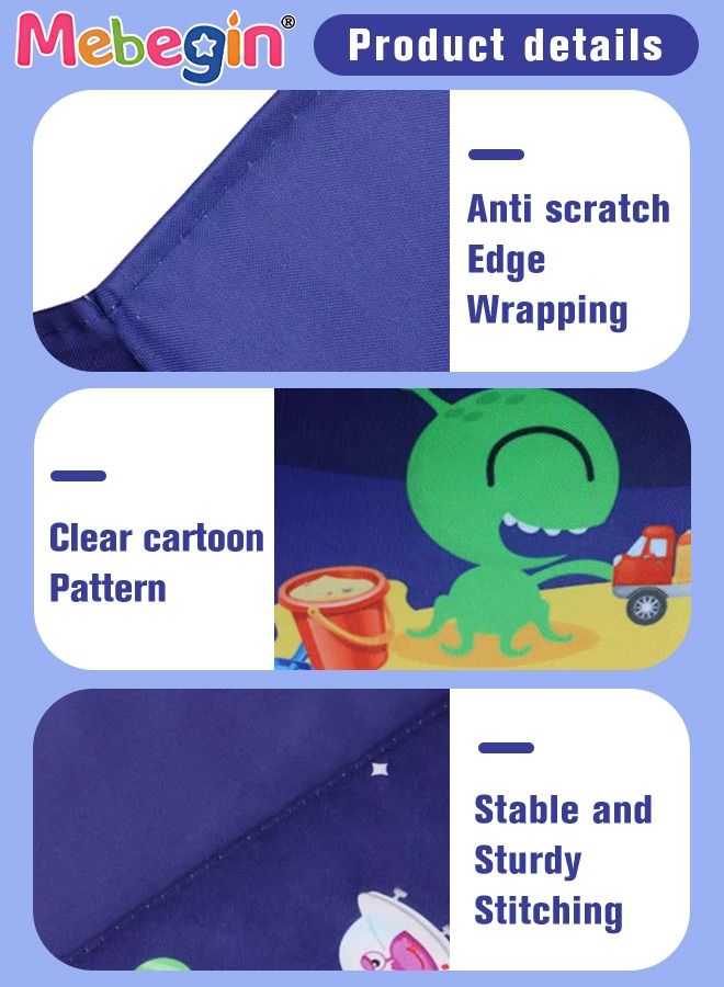 Kids Round Ball Pit, Foldable Pool Set with 11 Pieces Fishing Toy, Creeping Mat and 1 Storage Bag, Portable Pet Pool with Space-themed Patterns, Easy to Storage and Carry, Space for Kids and Pets to Play, 100*35cm